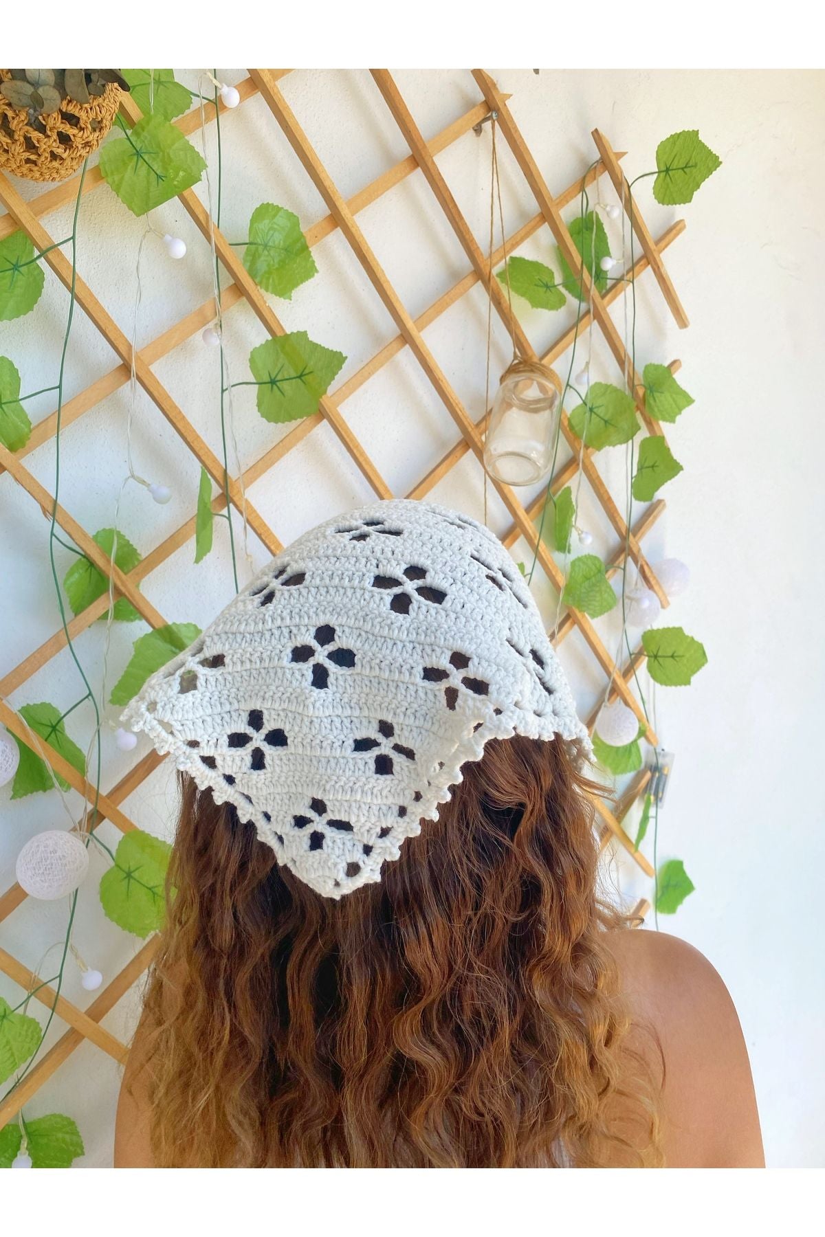 Çiçek model örgü bandana