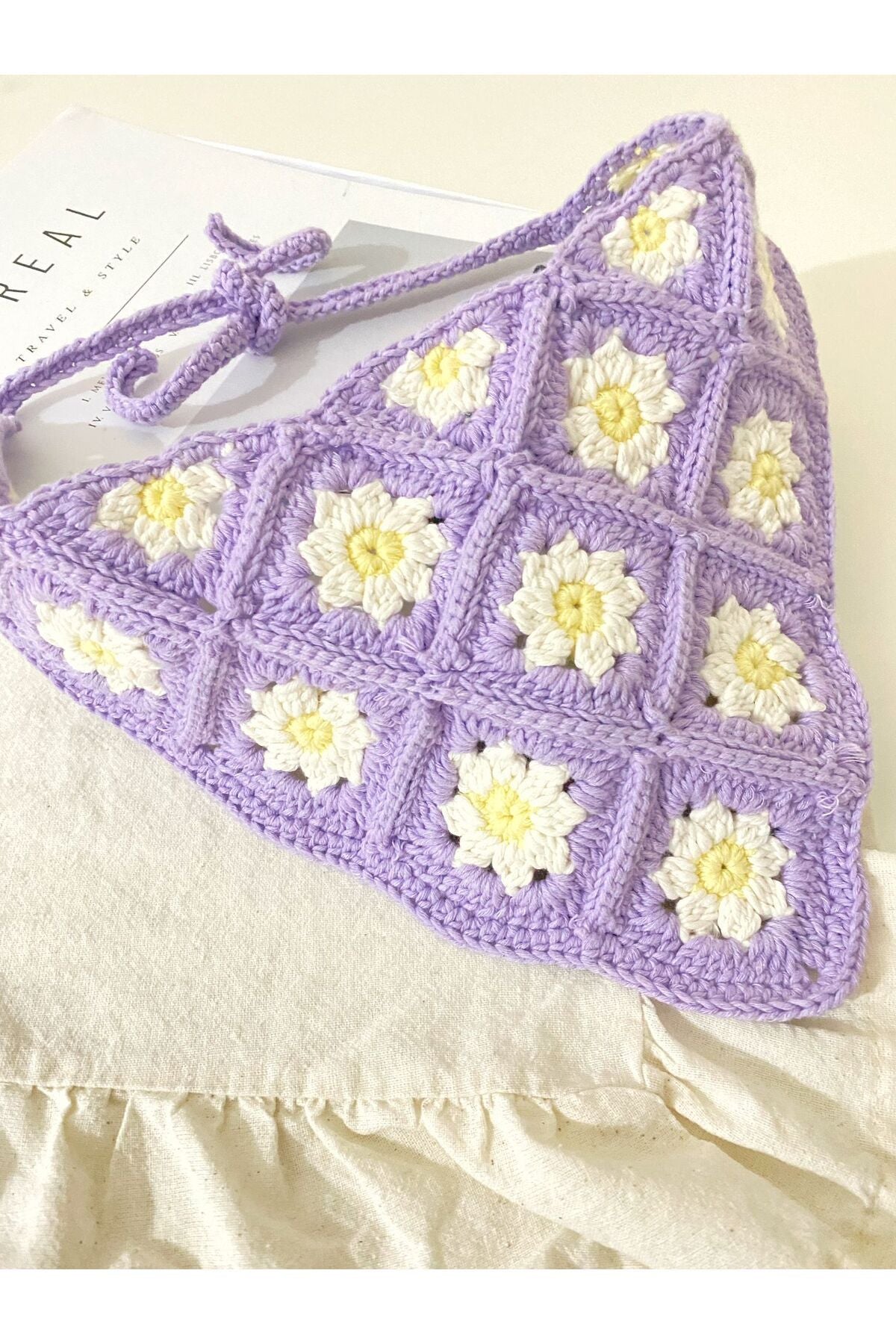 El yapımı motifli saç bandana