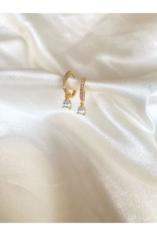 Gold taşlı küpe