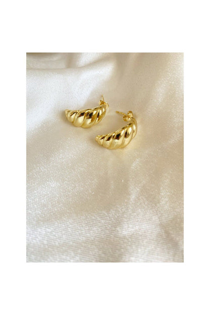 Yarım midye gold küpe