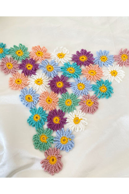 Çiçek örgü bandana