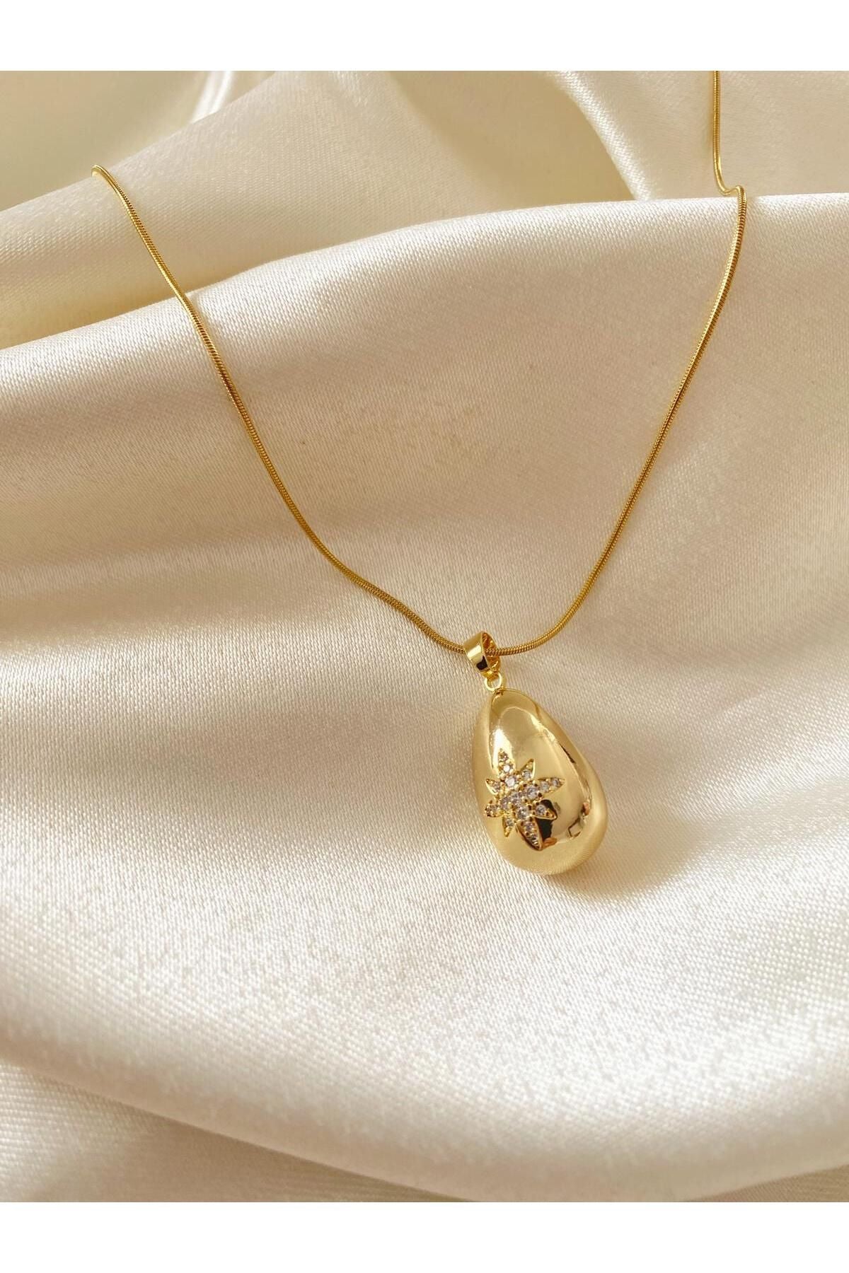 Gold damla model kolye