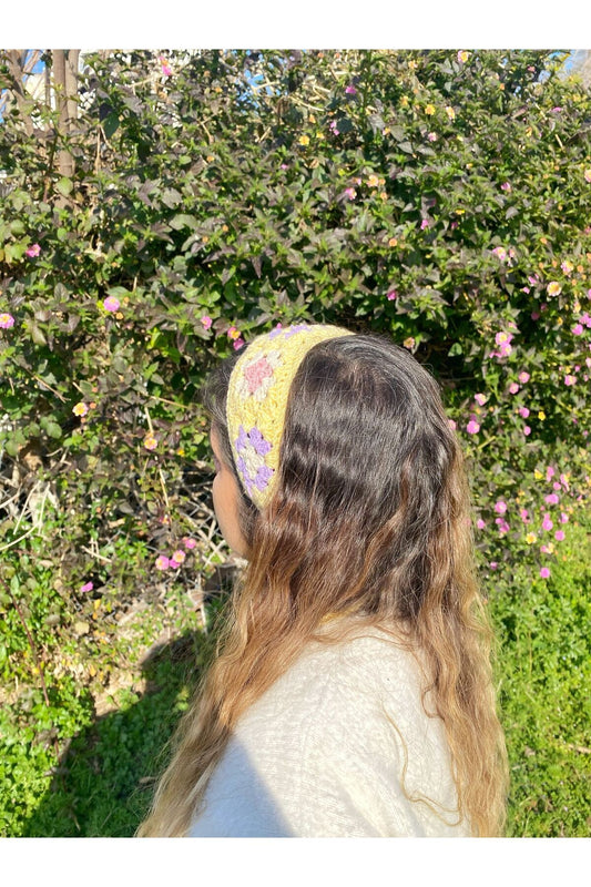 Çiçek desenli şerit 299örgü bandana