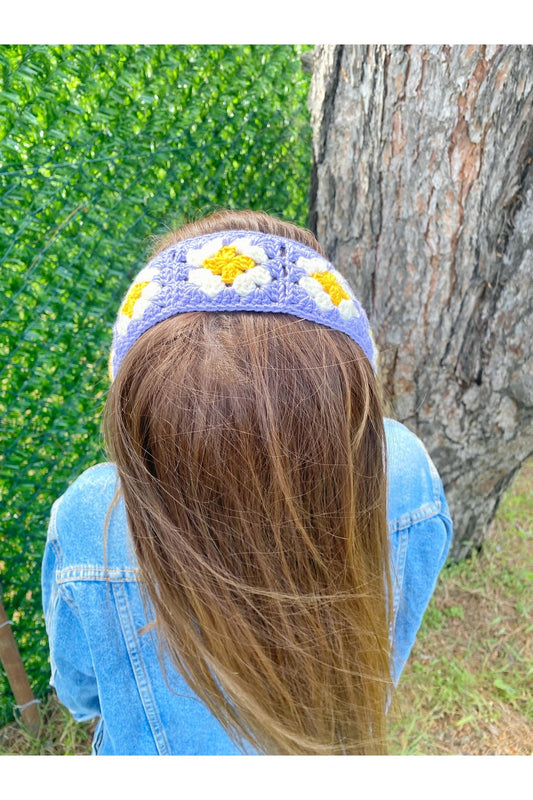 Çiçek desenli şerit bandana