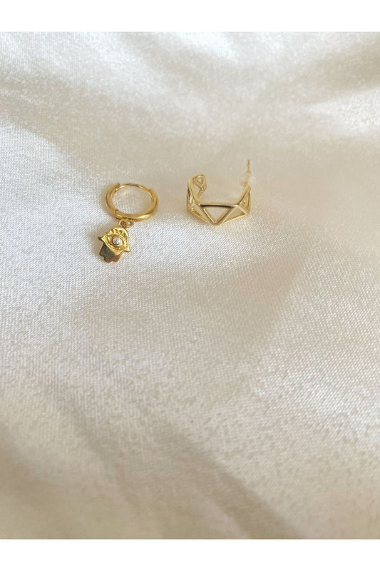 2'li gold kıkırdak küpe