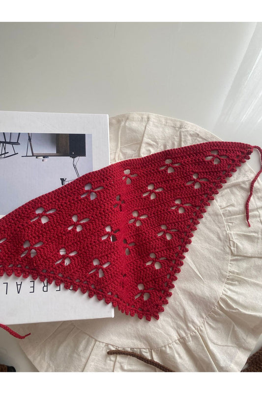 Çiçek desen örgü bandana